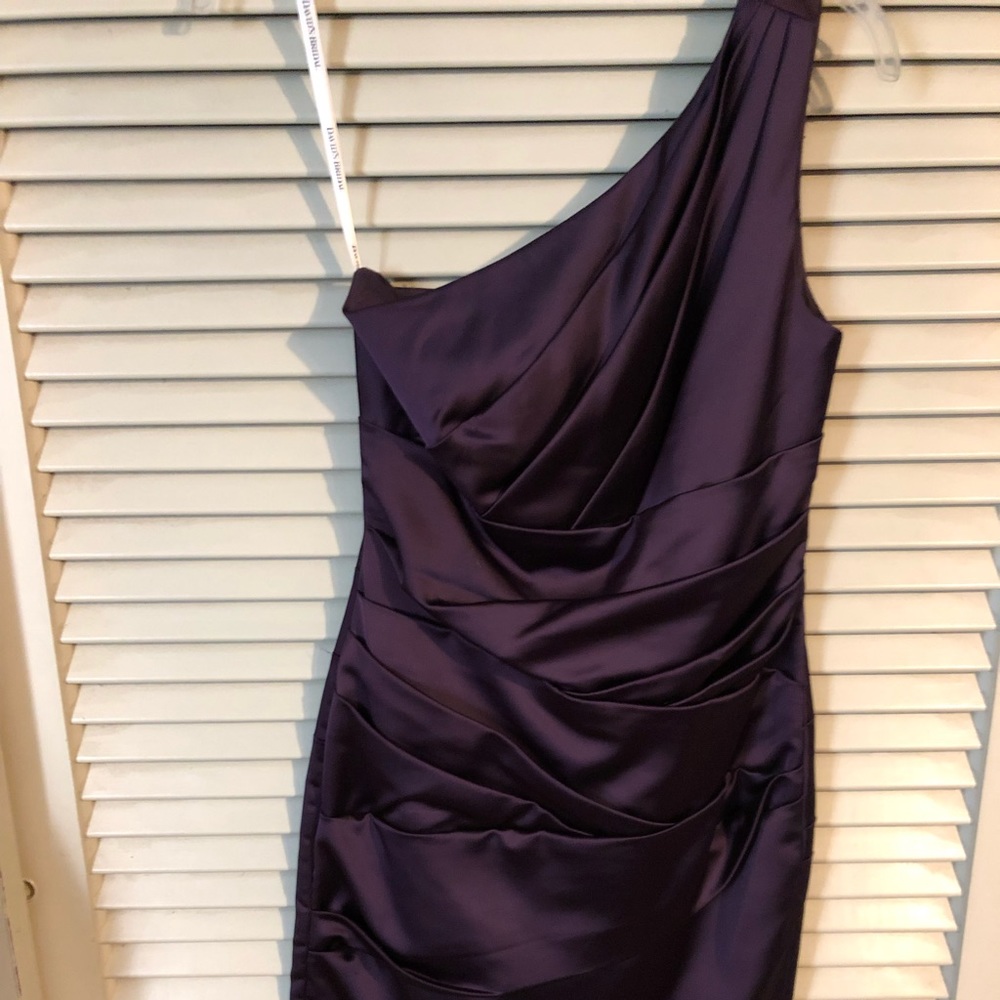 David’s Bridal one shoulder ruched dress, Size 2